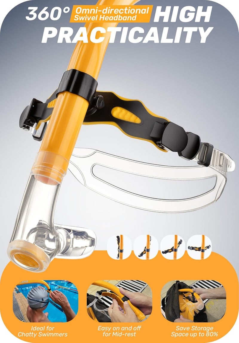 Capas Training Swim Snorkel for Lap Swimming, Swivel Headband Ultimate Fit Center-Mount Swimmers Snorkel with Liquid Silicone Mouthpiece Adjustable Strap, Designed for Adult Men Women - Image 5